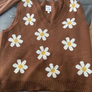 BROWN VEST & CROP TOP PACKAGE DEAL: vests XL juniors + L junior crop top